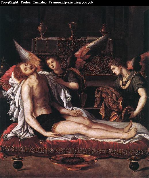 ALLORI Alessandro The Body of Christ with Two Angels